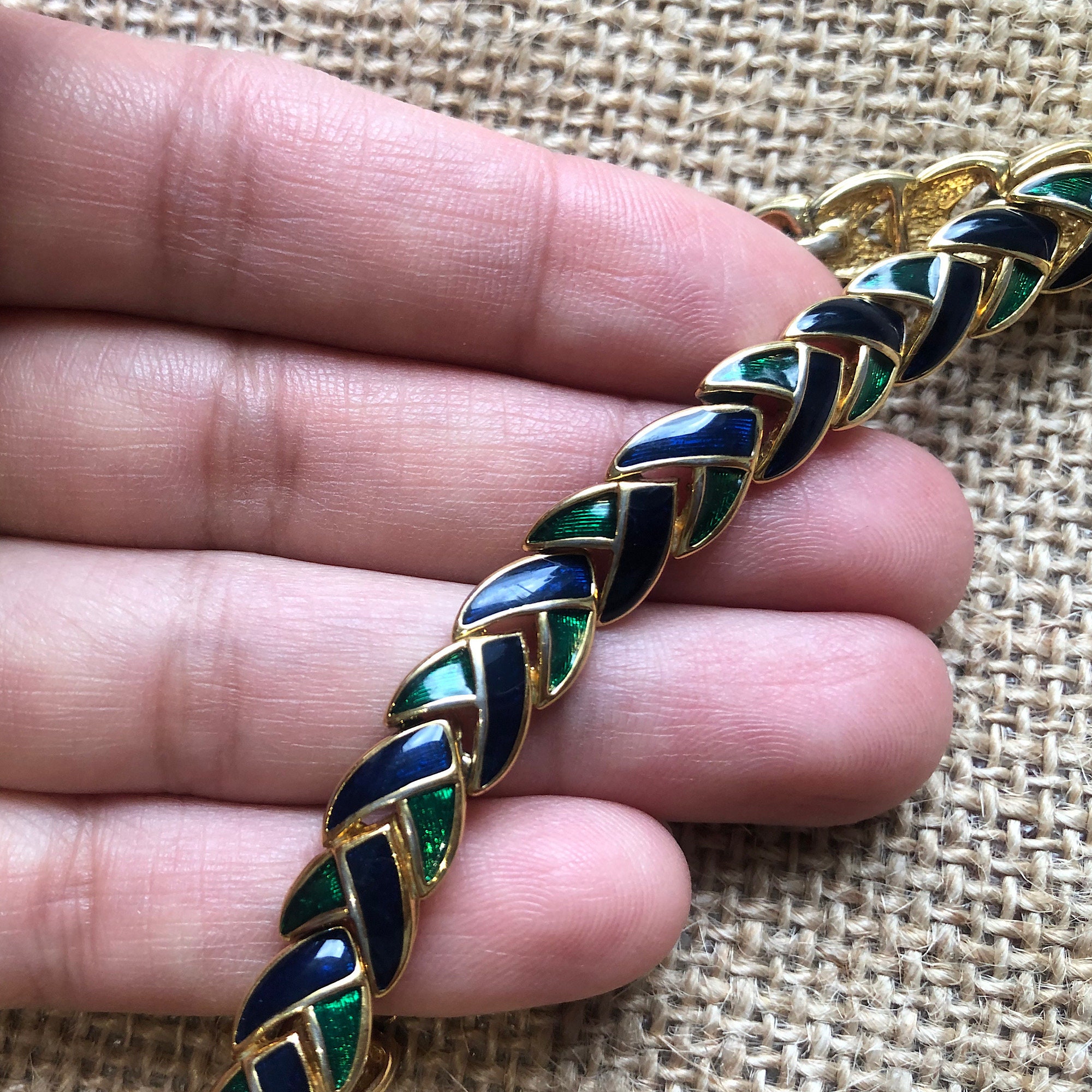 Vintage D'orlan Green and Blue Bracelet - Etsy