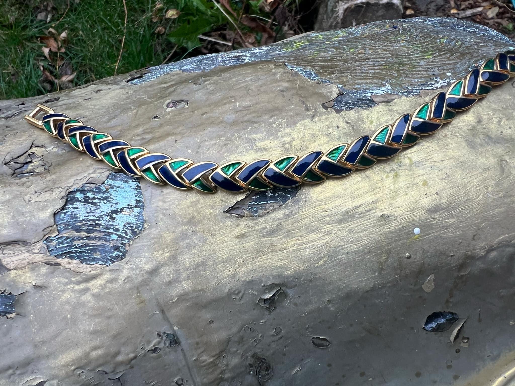 Vintage D'orlan Green and Blue Bracelet - Etsy