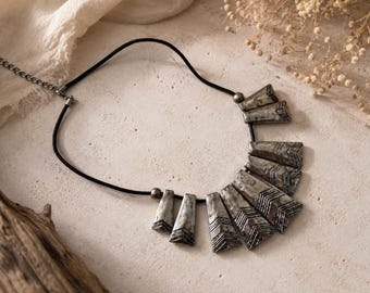 Vintage Mixed Metal Hammered Ring Chain Necklace, 1970s Boho Festival Accessory