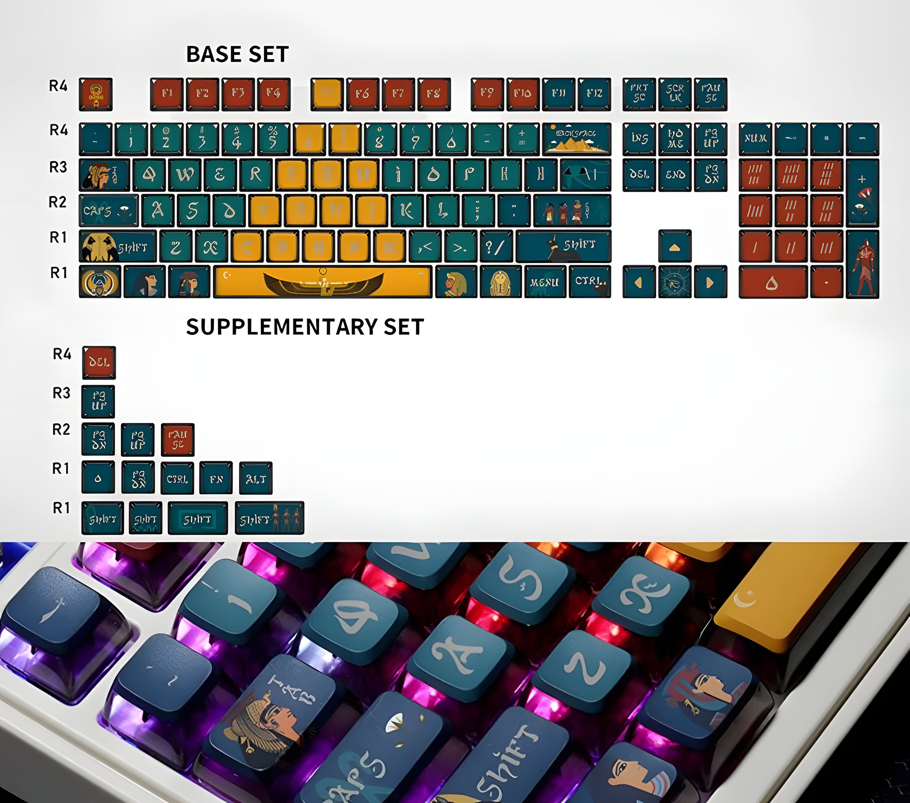Pudding Egypt Keycaps Set 117 Keyboard Keys PBT Backlit Cute Etsy