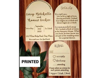 PRINTED Handmade Wedding Invitation Set, Minimalist Invitation Suite, Calligraphy Invitations, Invite Set Suite, RSVP Card, Details Card