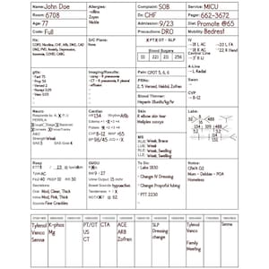 Nurse Report Sheet, Nursing Report Sheet, Nursing Notes, ICU Report Sheet, Nurse Brain Sheet, Report Sheet Nurse, Nursing Brain Sheet, CTICU
