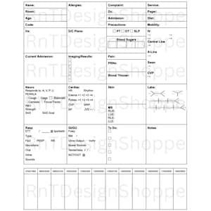 Nurse Report Sheet, Nursing Report Sheet, Nursing Notes, ICU Report Sheet, Nurse Brain Sheet, Report Sheet Nurse, Nursing Brain Sheet, CTICU