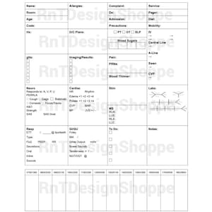 Nurse Report Sheet, Nursing Report Sheet, Nursing Notes, ICU Report Sheet, Nurse Brain Sheet, Report Sheet Nurse, Nursing Brain Sheet, CTICU