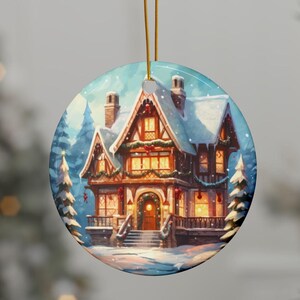 Christmas House Ornament, Winter Wonderland Ornaments, Christmas Tree Decoration, Secret Santa Gift, Gift for coworker,