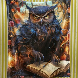 Magic Wizard Owl Blanket, Fantasy Book Blanket, Wizard Owl, Magic Gift, Magic Castle, Owl Lover Gift
