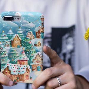 Snowman Village Phone Case, Christmas Phone Case, Fun Christmas Gifts, Gingerbread Phone Case,  Winter Phone Case, Christmas accessories