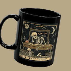De vermoeide leraar tarotkaart mok, leraar mok, grappige tarotmok, grappige leraar cadeau, leraar waardering geschenken, leraar tarot