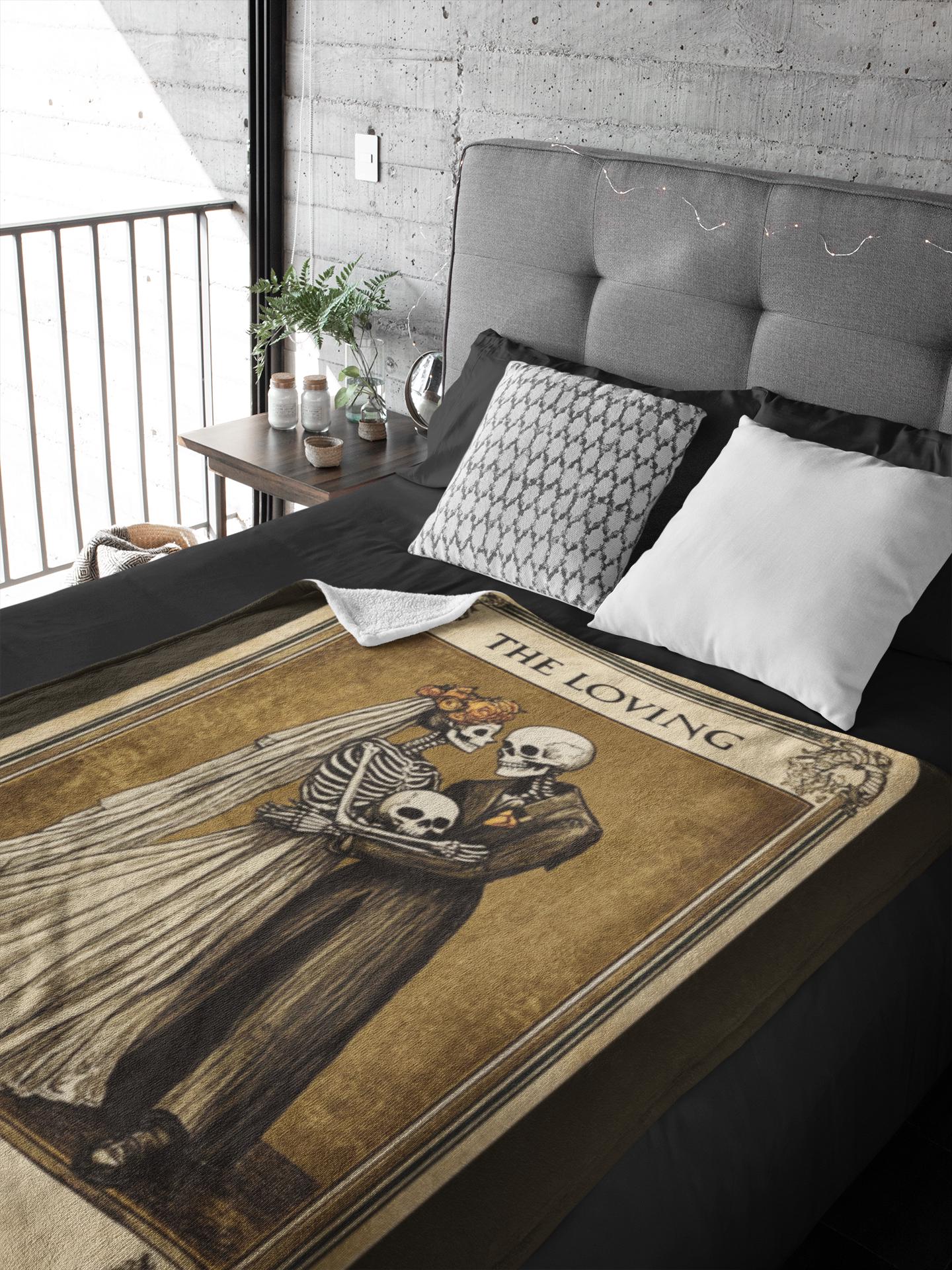 Personalisiertes Paar-Decke „Bis Der Tod Uns Scheidet“ – Gothic-Design Mit Skeletten, Wählbare Größe