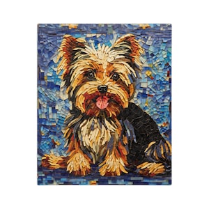 Custom Yorkie Blanket: Personalized Gift for Yorkie Owners | Unique Yorkie Lover Gift | Mosaic Style Yorkie Blanket | Gift for Animal Lovers