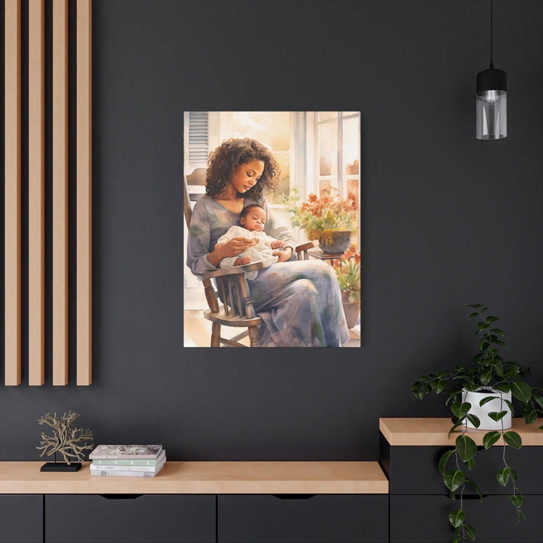 Canvas Wall Art Mother and Child Picture Watercolor Mother's Day Gift ...