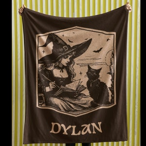 Personalized Halloween Blanket; Gothic Home Decor, Witchy Blanket; Wiccan Blanket, Retro Gothic, Gift for Witch, Custom Halloween Blanket