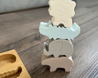 Silikonform Beißring Puzzle, Holz und Silikon Tier Baby Sortierer, Frühkindliche Bildung, Neues Baby Kleinkind Geburtstagsgeschenk