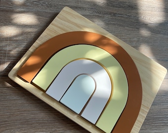 Wooden Busy Board Toy for Toddlers, Educational Activity Stacker, Toddler wood busyboard, Montessori Shape Sorter, Gift for Baby Boy, Girl