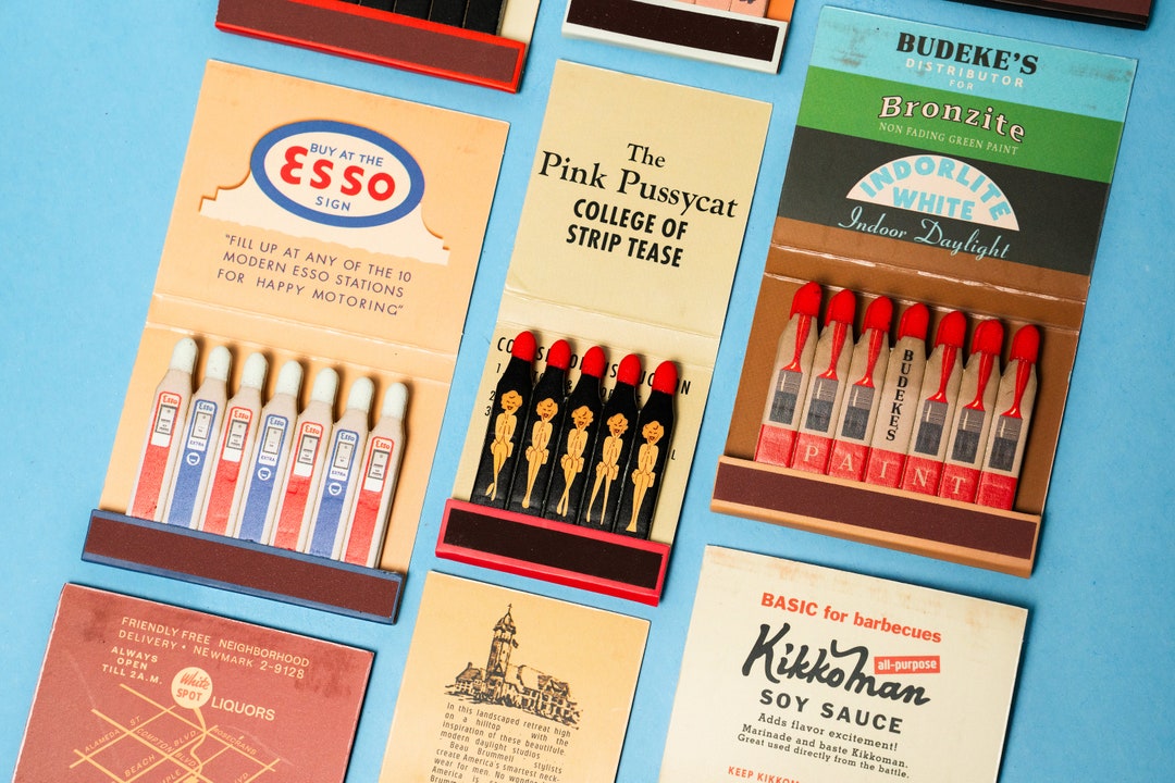 Pack of 10 Vintage Style Matchbooks With Print on Matches 10 Unique