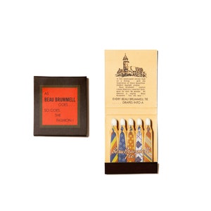 Vintage Style Streichholzbriefchen mit Aufdruck auf Streichholz Brummell Krawatten