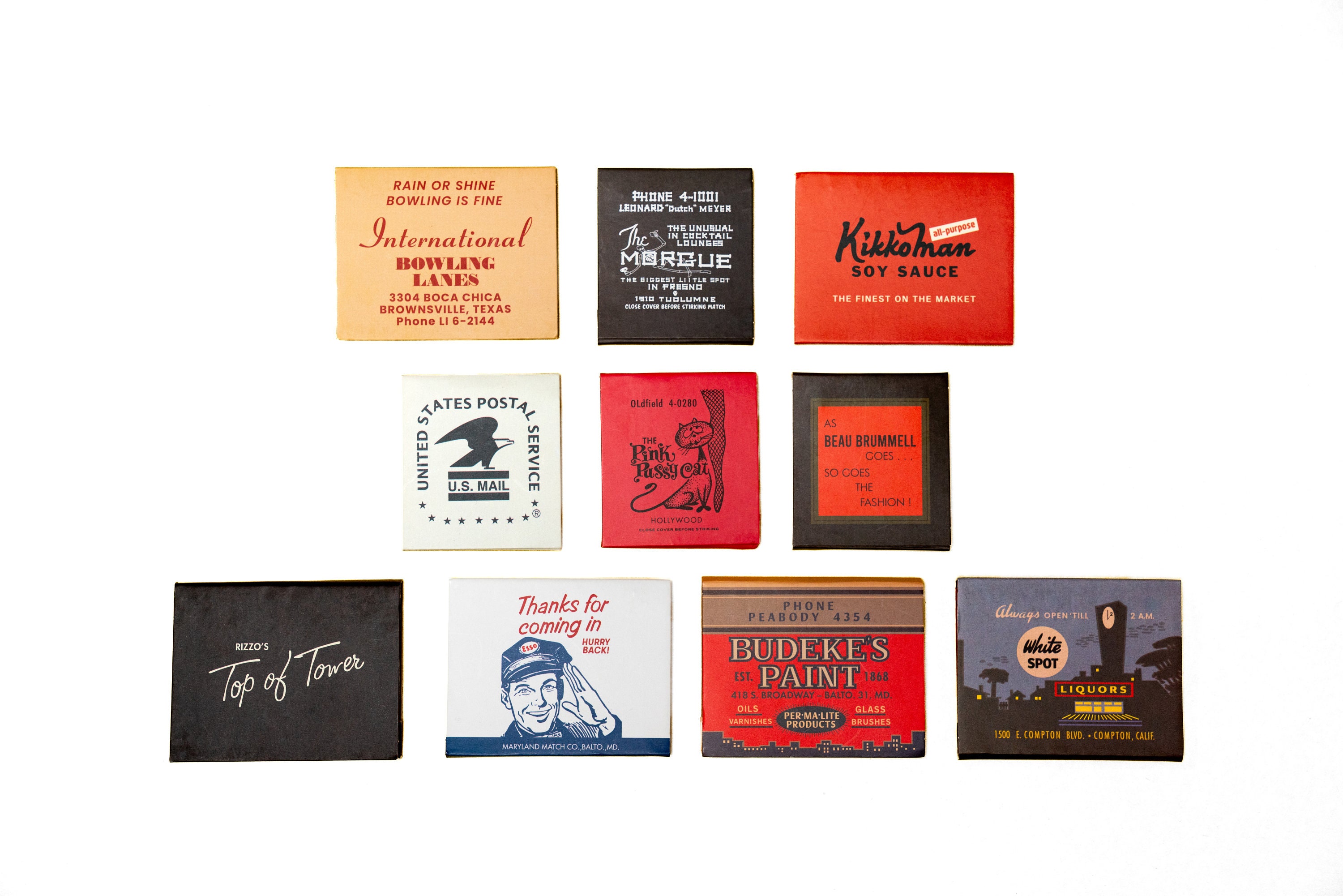 Pack of 10 Vintage Style Matchbooks With Print on Matches - 10