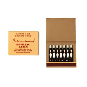 Vintage Style Matchbook with Print on Match Bowling Pins