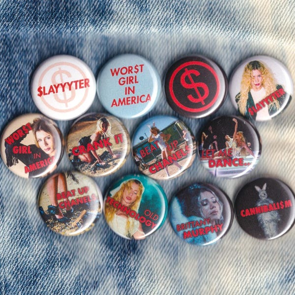 Button Set - SLAYYYTER - 1” Pop Star Pins or Magnets - Pack of 12