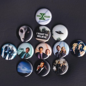 Button Set - The X-Files - 1” Sci-Fi Pins or Magnet Pack of 12