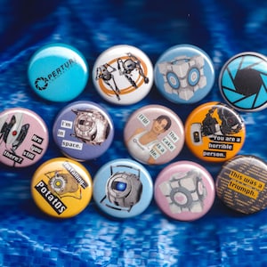 Portal & Portal 2 - Set of (12) 1&quot; Buttons or Magnets from the Video Game - FREE SHIPPING!