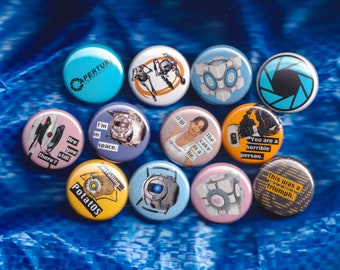 Portal & Portal 2 - Set of (12) 1" Buttons or Magnets from the Video Game - FREE SHIPPING!