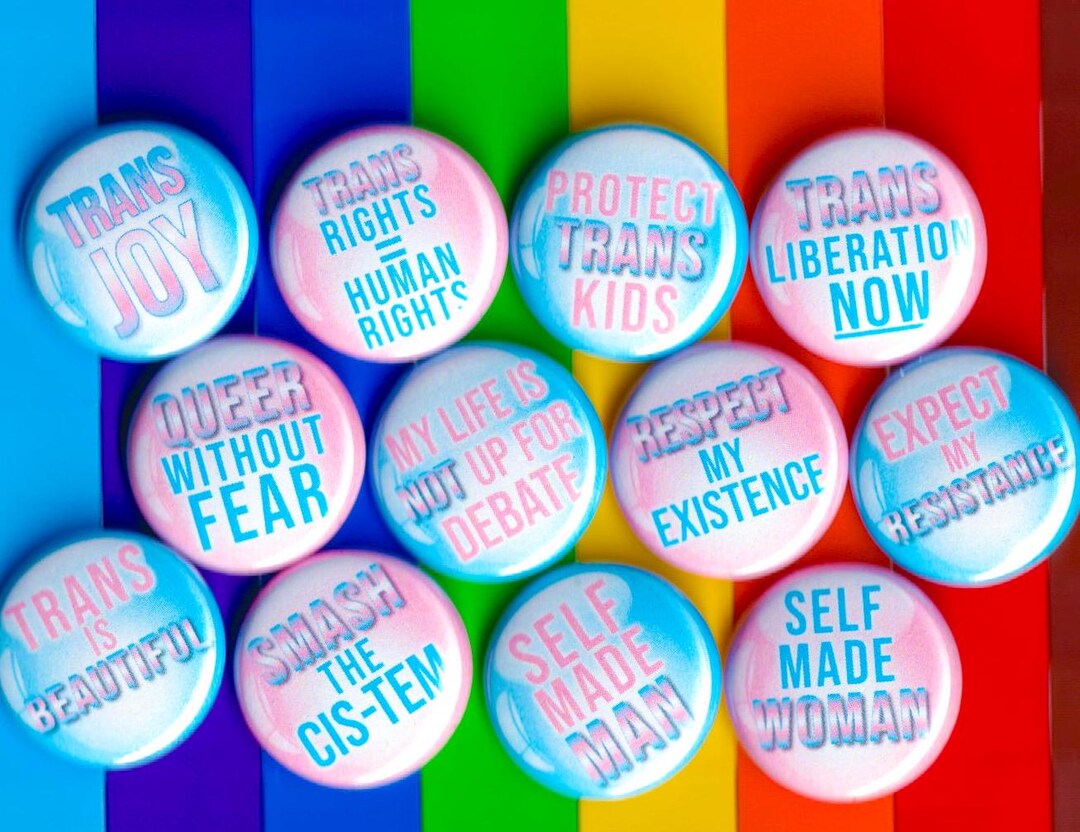 Trans Pin Set Button Set - Trans Pride - 1” LGBTQ Pins or Magnet Pack of 12 - Etsy