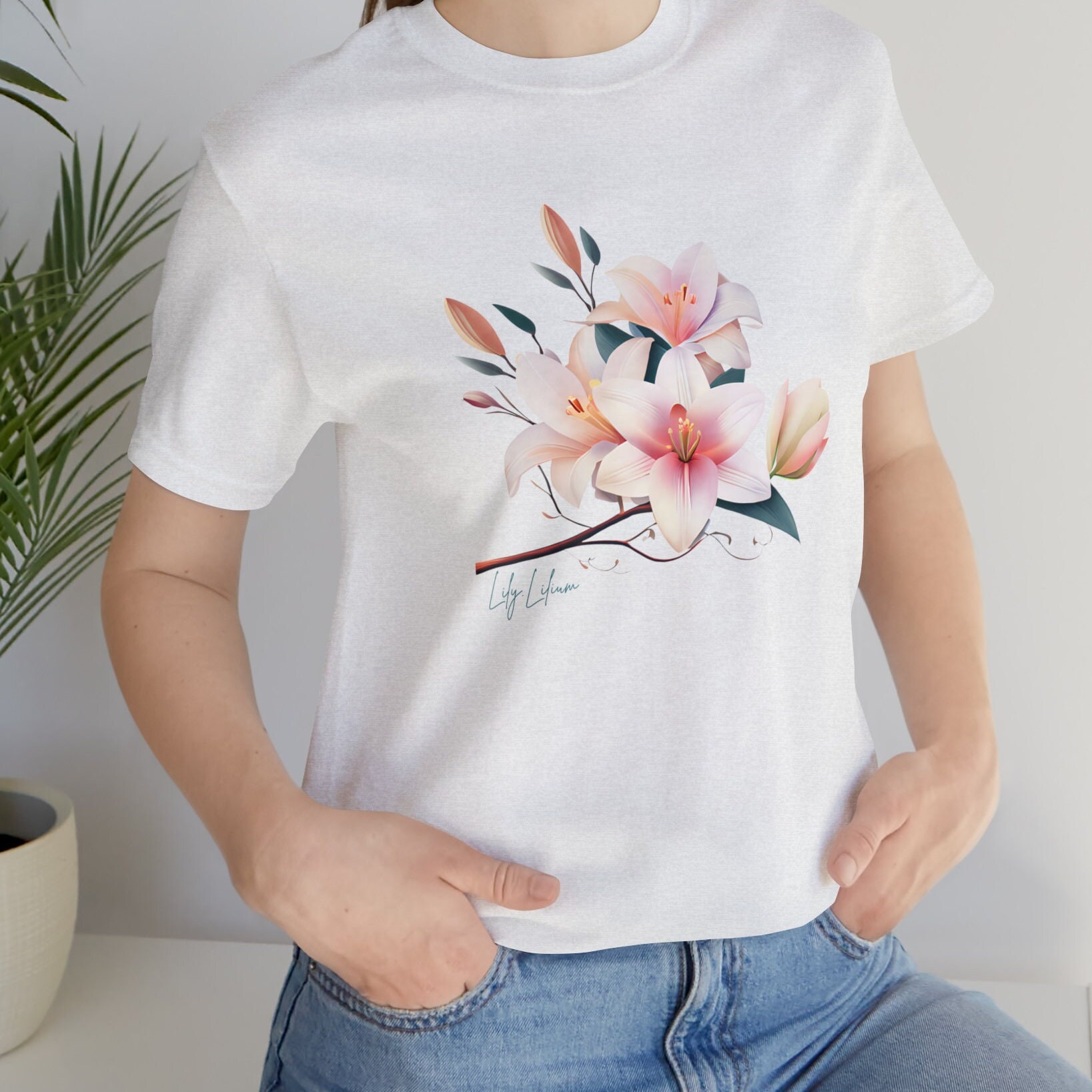 トップス Y's girl&flower print design t-shirts Lily Flower, Wildflowers T-shirt, Wildflowers Shirt, Floral