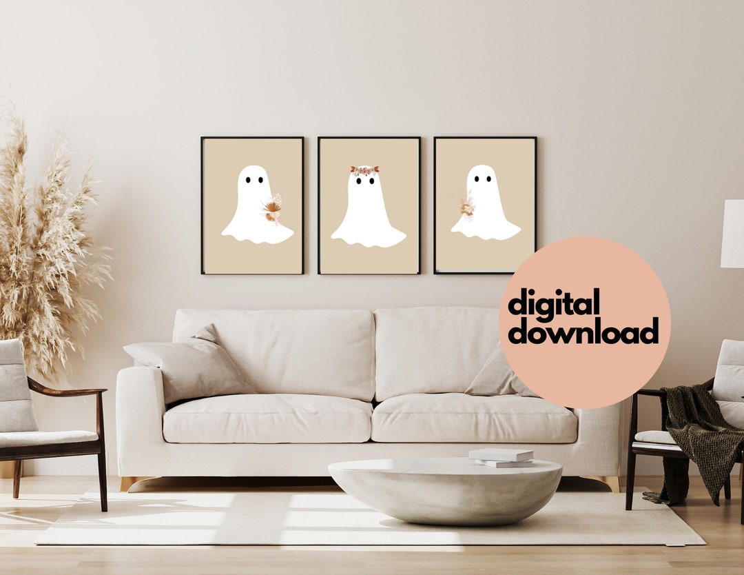 Cute Boho Ghost Digital Wall Art Bundle - Etsy