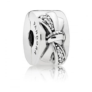 New Genuine Authentic Pandora Sterling Silver Shiny Bow Clip 797304CZ as gift Thanksgiving,Mother's Day,Anniversary,Birthday,Valentine's day