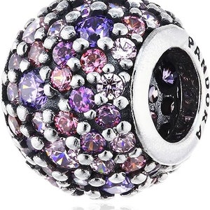 Pandora Sterling Silver Pave Lights Charm with Pink, Purple, and Salmon Zirconia 791261ACZMX as gift Mother's Day,Birthday,Valentine's day