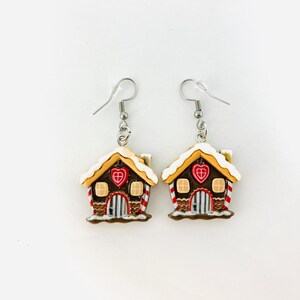 Gingerbread House Christmas Holiday Themed Earrings (1 Pair)