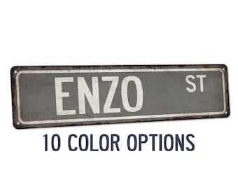 Enzo Sign, Kids Room Sign, Custom Name Sign, Boy Gifts, Street Signs, Room Signs, Nursery Sign, Bedroom Signs, Boys Wall Art, Bedroom Decor