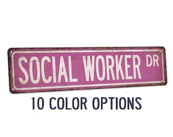 Social Worker Street Sign, Gift For Social Worker, Social Worker Sign, Social Services Decor, Social Work Gift 104180021060
