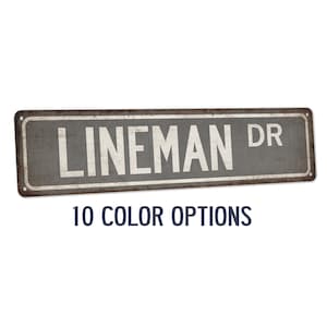 Lineman Street Sign, Lineman Gift, Power Lineman Sign, Gift for Electrician, Lineworker Gift, Lineman Decor, Electrical Worker 104180021008