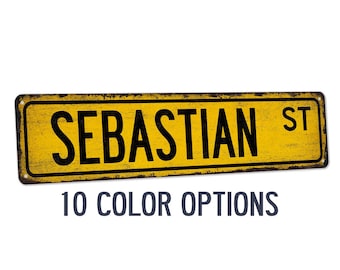 Sebastian Sign, Boys Wall Art, Boys Gifts, Signs For Boys Room, Bedroom Decor, Boy Name Sign, Boy Room Decor, Custom Street Sign, Boys Signs
