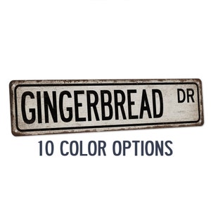 Gingerbread Decor, Christmas Street Sign, Gingerbread House, Rustic Christmas Decor, Farmhouse Christmas, Gingerbread Road Sign 104182002209