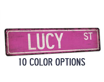 Lucy Sign, Lucy Gift, Girls Room Decor, Custom Street Sign, Signs For Girls, Girls Wall Art, Dorm Room Decor, Bedroom Decor 104180022155