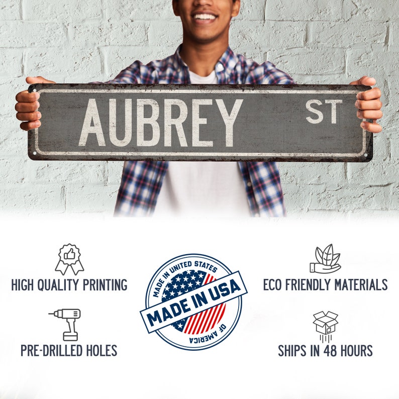 Aubrey Sign, Aubrey Gift, Girls Room Decor, Custom Street Sign, Signs ...