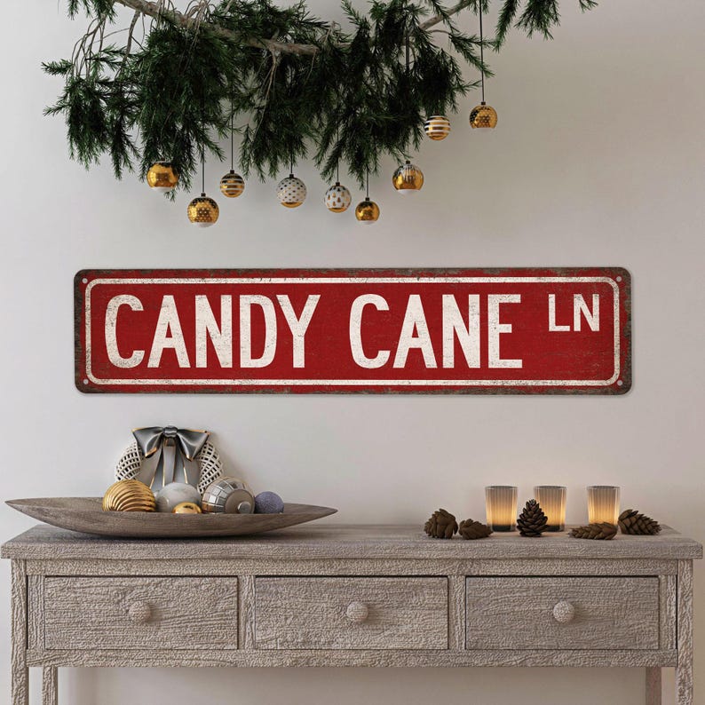 Christmas Decor, Christmas Sign, Rustic Christmas, Candy Cane Sign, Candy Cane Lane
