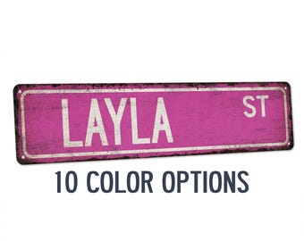 Layla Sign, Layla Gift, Girls Room Decor, Custom Street Sign, Signs For Girls, Girls Wall Art, Dorm Room Decor, Bedroom Decor 104180022121