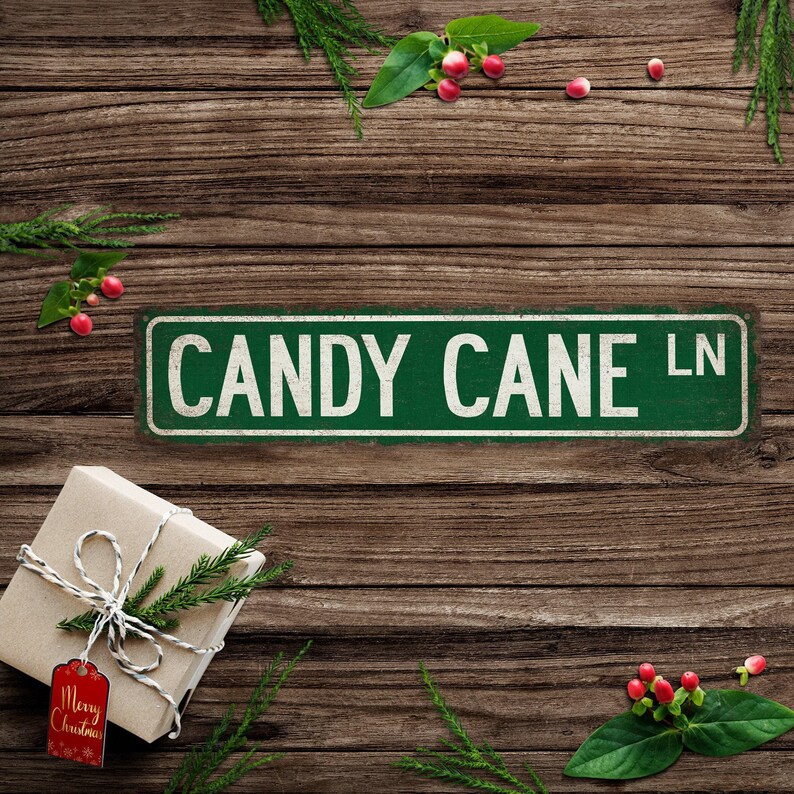 Christmas Decor, Christmas Sign, Rustic Christmas, Candy Cane Sign, Candy Cane Lane