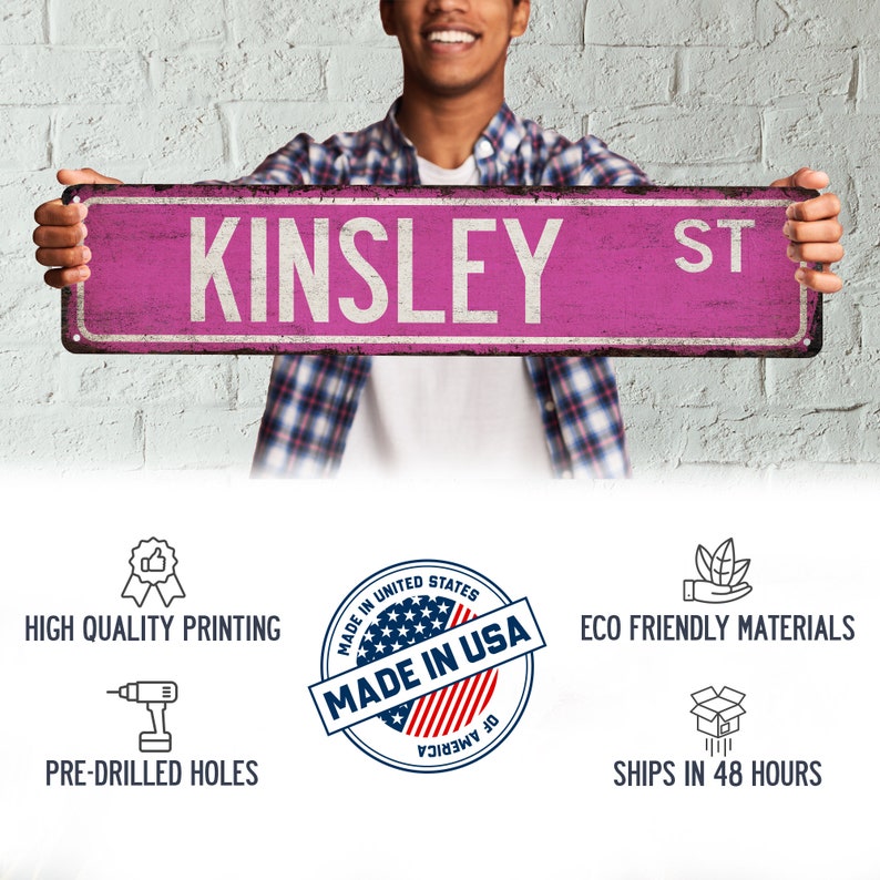 Kinsley Sign, Kinsley Gift, Girls Room Decor, Custom Street Sign, Signs ...