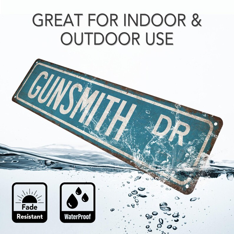 Gunsmith Sign, Gunsmith Gift, Street Sign, Gift for Her, Gift for Him, Gift Sign