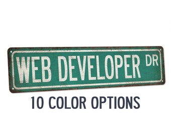 Web Developer Street Sign, Tech Gift, Computer Coding
