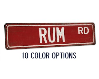 Rum Street Sign, Rum Gift, Rum Lover Gifts, Rum Sign, Rum Bar Decor, Rum Gifts, Drinking Rum, Home Bar Decor, Tiki Bar Decor 104180021015