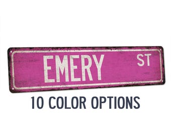Emery Sign, Emery Gift, Girls Room Decor, Custom Street Sign, Signs For Girls, Girls Wall Art, Dorm Room Decor, Bedroom Decor 104180022170