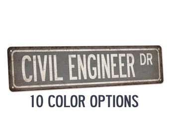 Civil Engineer Sign, Engineering Street Sign, Construction Decor, City Planner, Engineering Graduate, Office Decor, Nameplate 104180021092