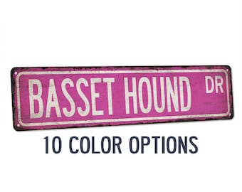 Basset Hound Sign, Dogs, Dog Lover, Gift, Dog Sign, Dog Gift, Dog Owner Gift, Dog Decor, Dog Wall Art, Dog House, Custom Street Sign