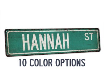 Hannah Sign, Hannah Gift, Girls Room Decor, Custom Street Sign, Signs For Girls, Girls Wall Art, Dorm Room Decor, Bedroom Decor 104180022173
